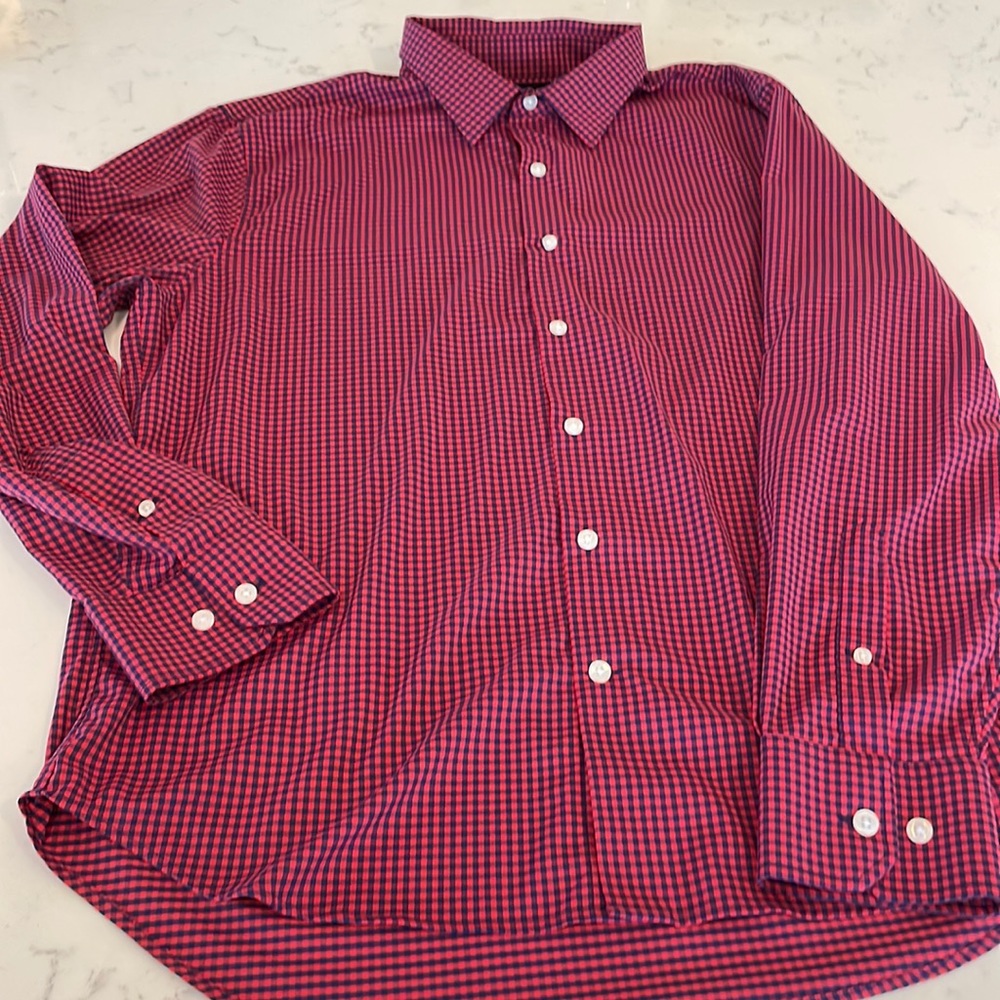 Bonobos Size Large blue/red check button up. Performance stretch fabric.